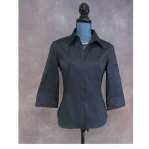 Express Stretch Blue Zip Front Blouse Size 7/8